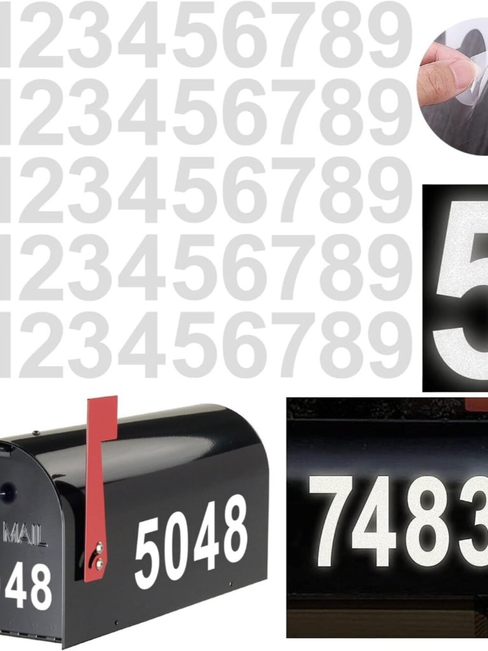 Reflective Mailbox Numbers Sticker Decal Waterproof Number Self Adhesive